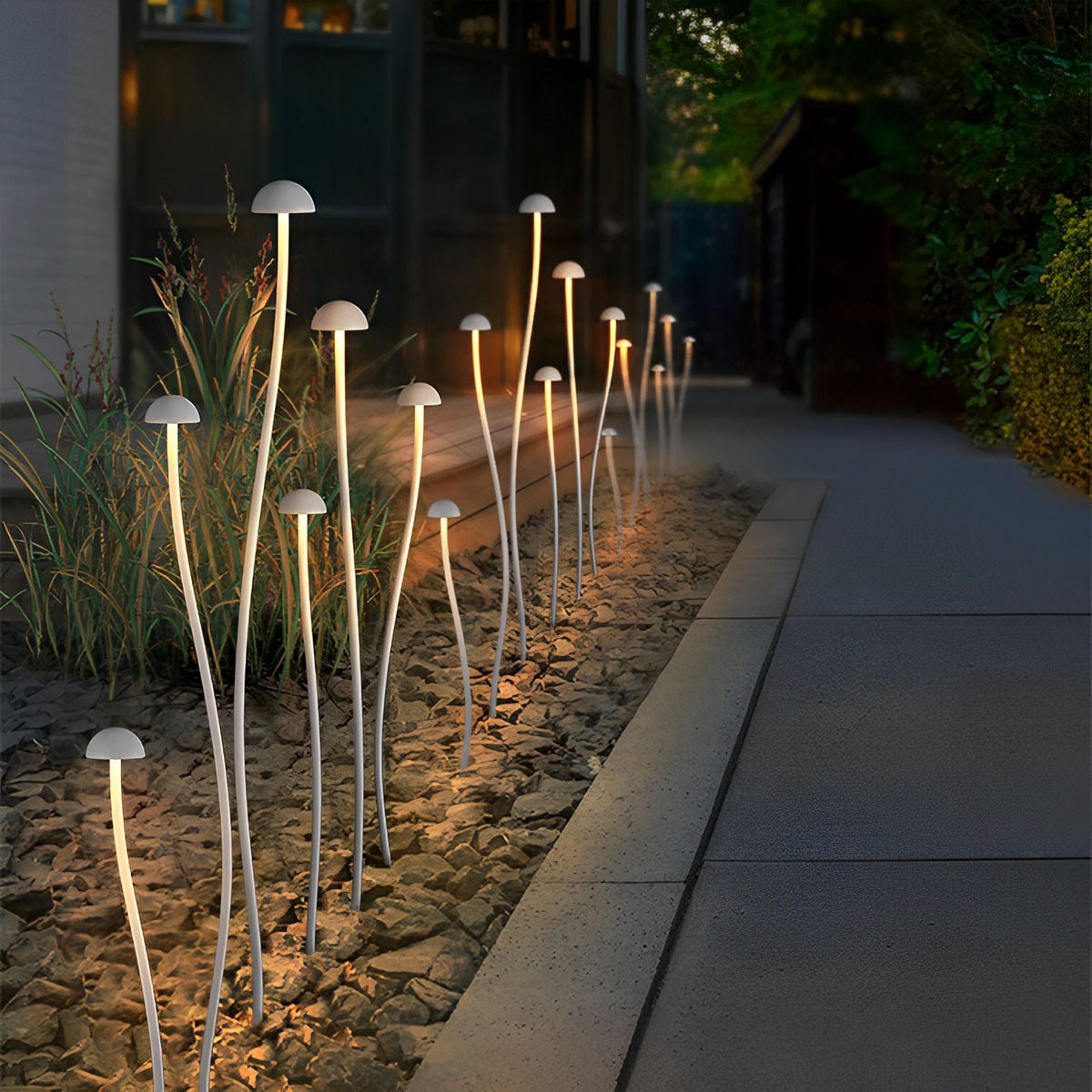 Modern Waterproof Minimalist Mushroom Stainless Steel LED Outdoor Landscape Lights