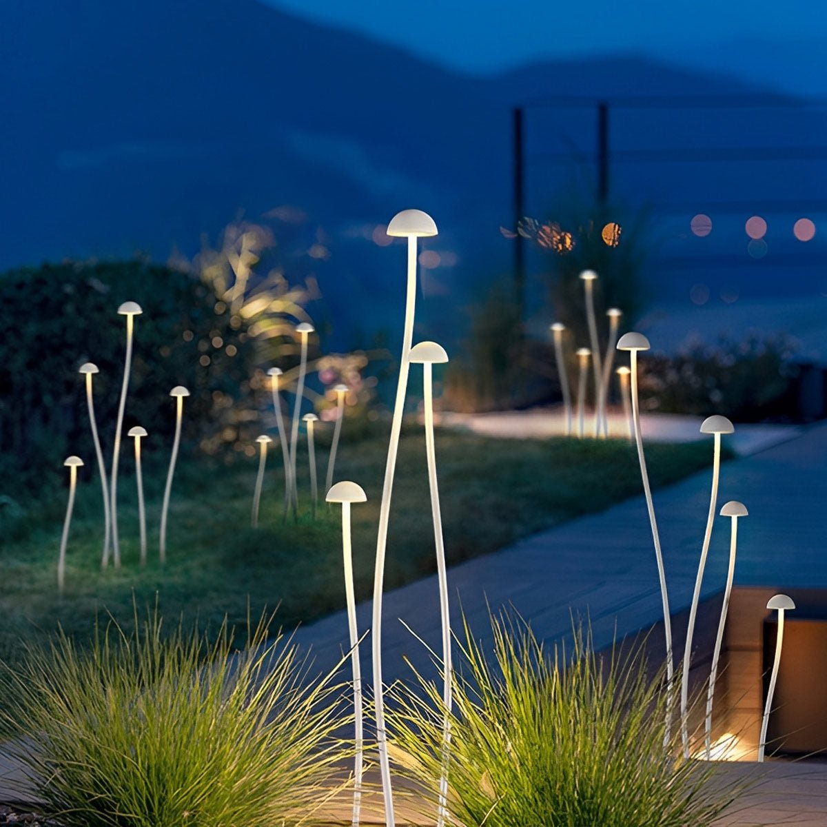 Modern Waterproof Minimalist Mushroom Stainless Steel LED Outdoor Landscape Lights