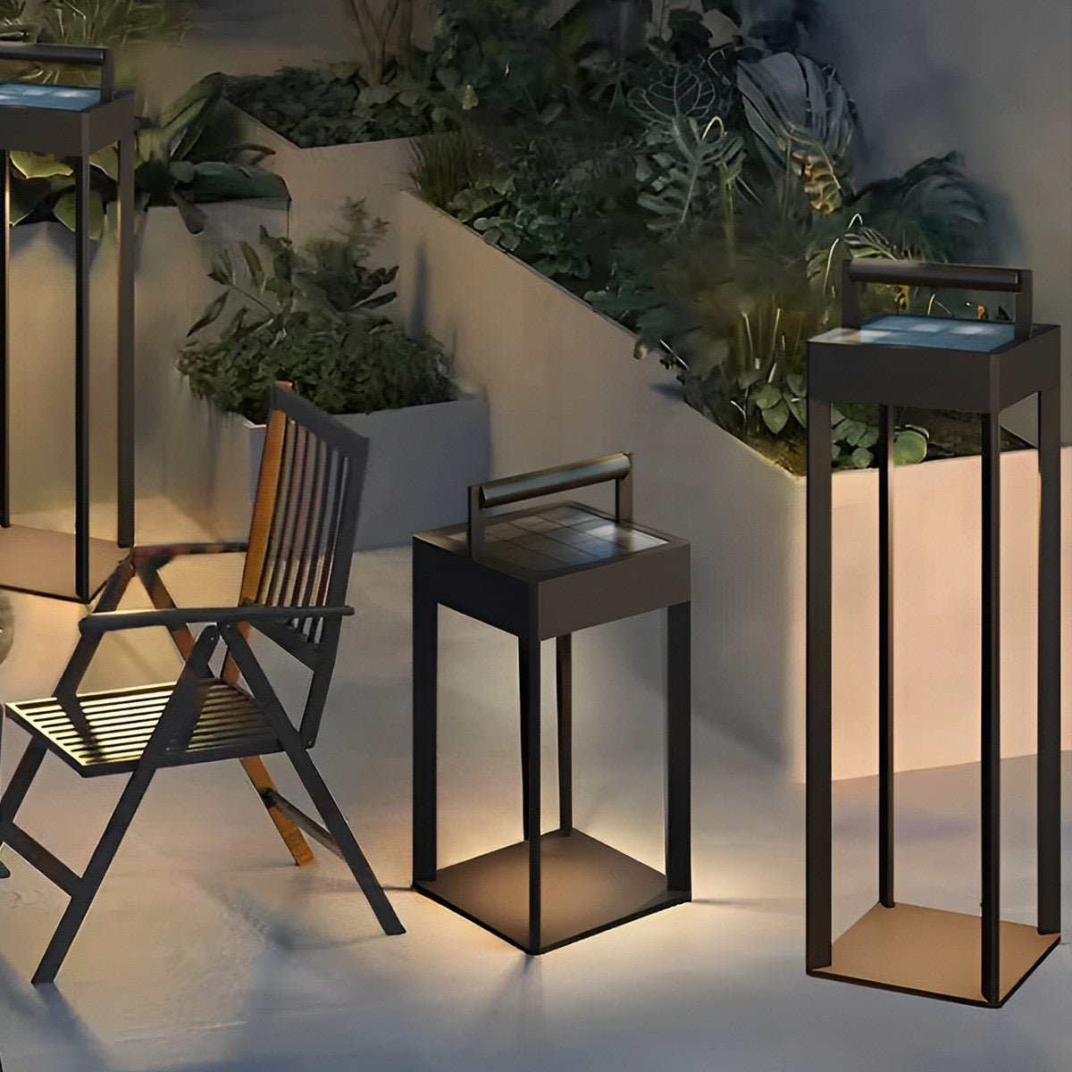 Modern Waterproof Solar&Rechargeable Rectangular LED Outdoor Floor Lamp