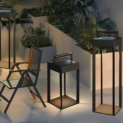 Modern Waterproof Solar&Rechargeable Rectangular LED Outdoor Floor Lamp