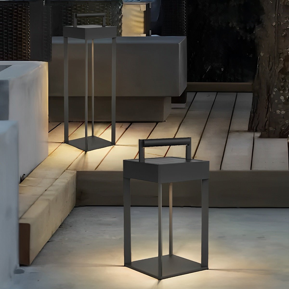 Modern Waterproof Solar&Rechargeable Rectangular LED Outdoor Floor Lamp