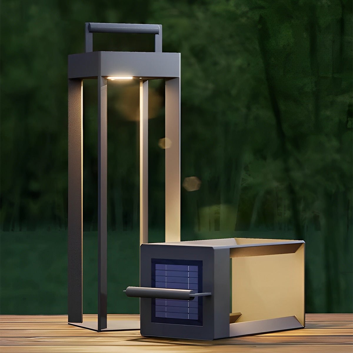 Modern Waterproof Solar&Rechargeable Rectangular LED Outdoor Floor Lamp
