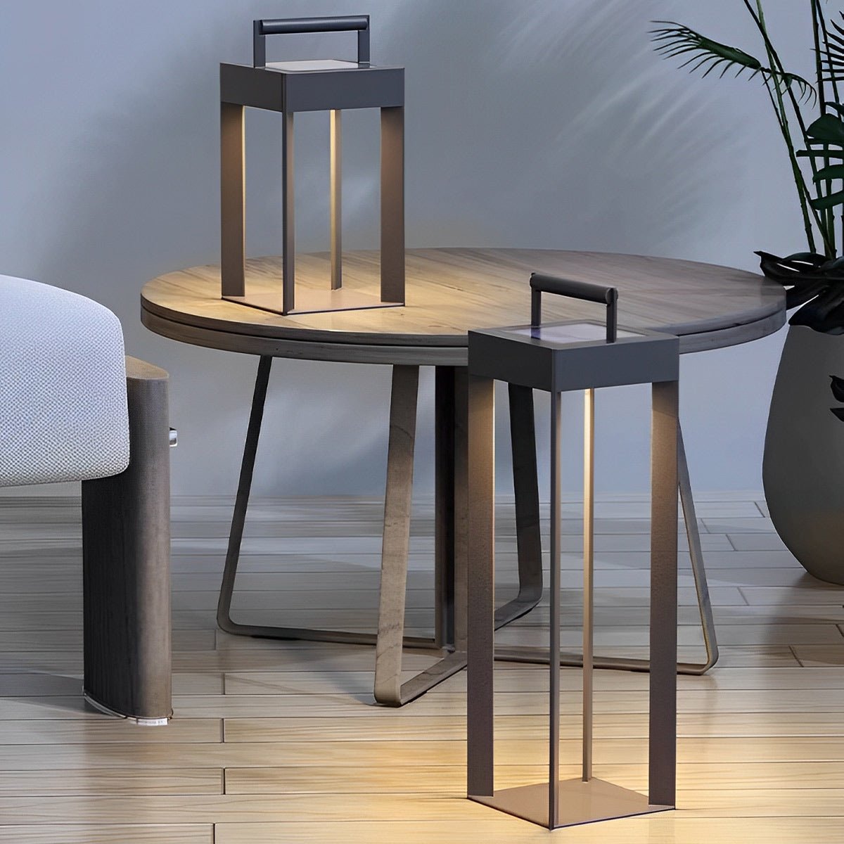 Modern Waterproof Solar&Rechargeable Rectangular LED Outdoor Floor Lamp