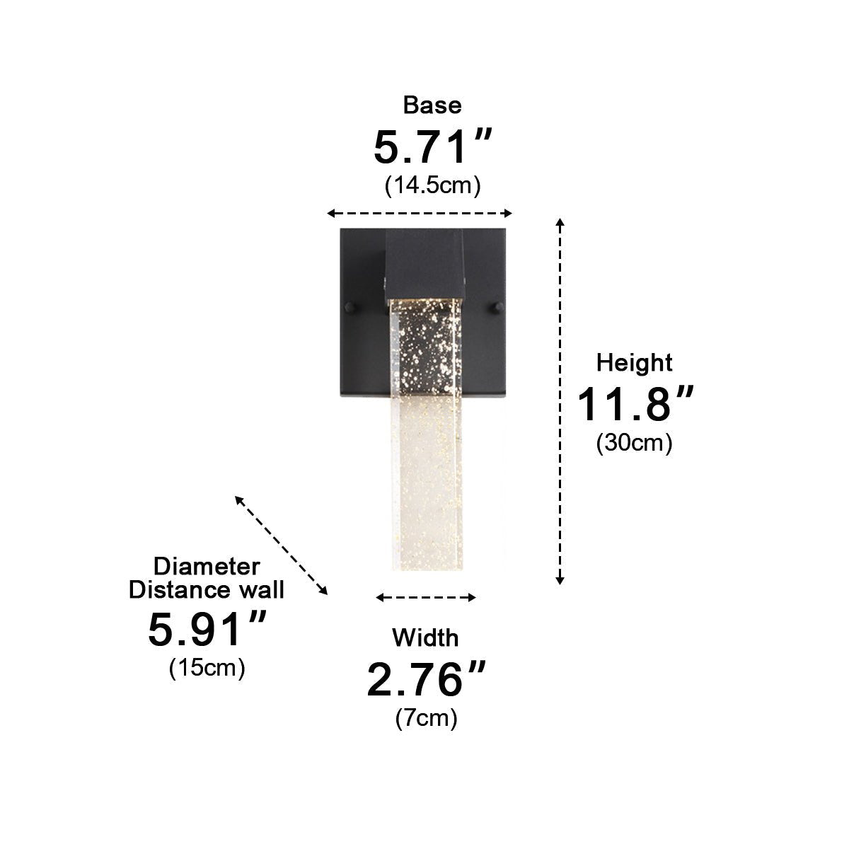 Modern Waterproof Square Long Strip Crystal LED Outdoor Wall Light