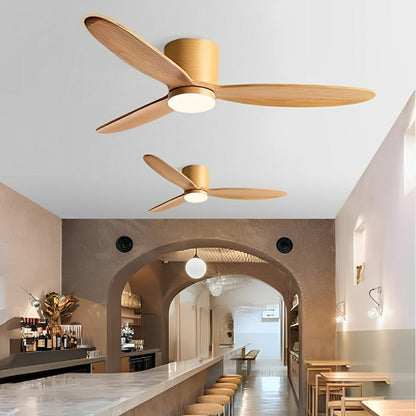 Modern Wood Grain Reverse 6-Speed Inverter Ceiling Fan Light