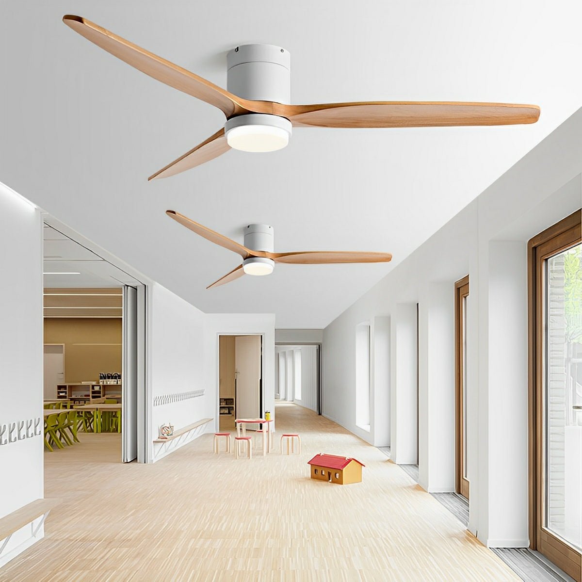 Modern Wood Grain 6-Speed Reverse Fan Ceiling Fan Light