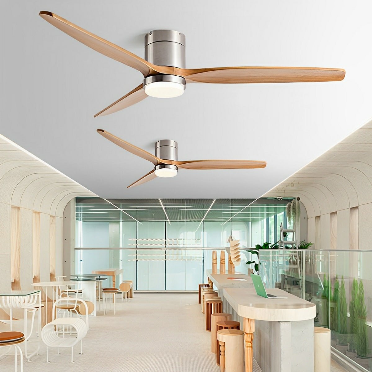 Modern Wood Grain 6-Speed Reverse Fan Ceiling Fan Light