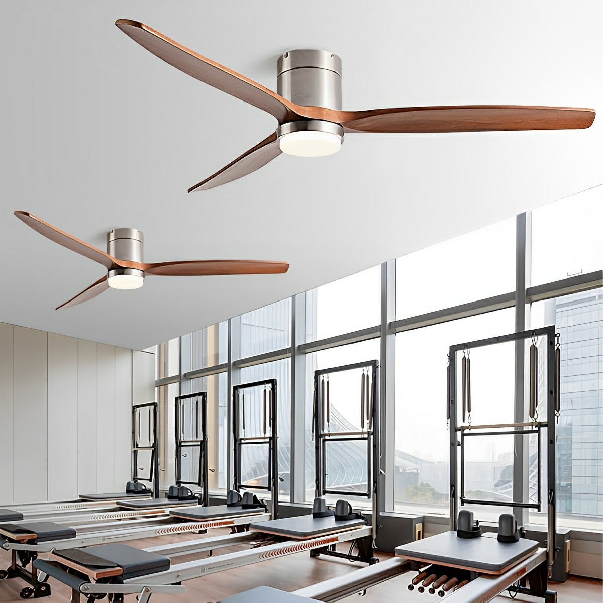 Modern Wood Grain 6-Speed Reverse Fan Ceiling Fan Light