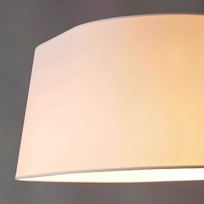 Modern Wood Finish Fabric Drum Shade Floor Lamp