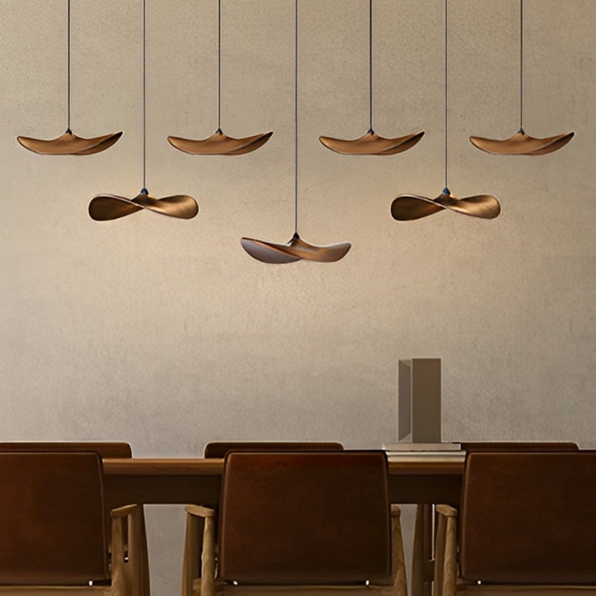 Modern Wood Natural Style Lotus Leaf LED Pendant Light