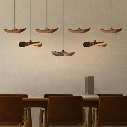 Modern Wood Natural Style Lotus Leaf LED Pendant Light