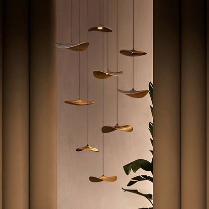 Modern Wood Natural Style Lotus Leaf LED Pendant Light