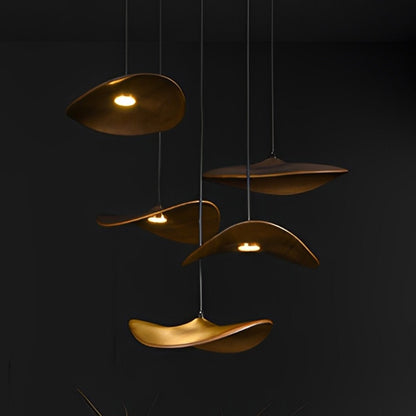 Modern Wood Natural Style Lotus Leaf LED Pendant Light