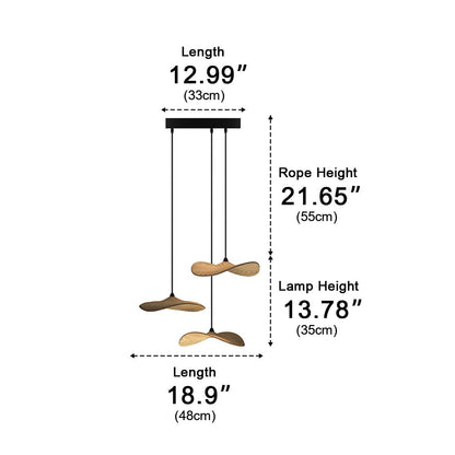 Modern Wood Natural Style Lotus Leaf LED Pendant Light