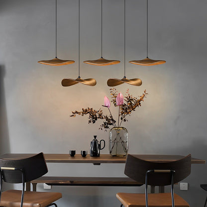 Modern Wood Natural Style Lotus Leaf LED Pendant Light