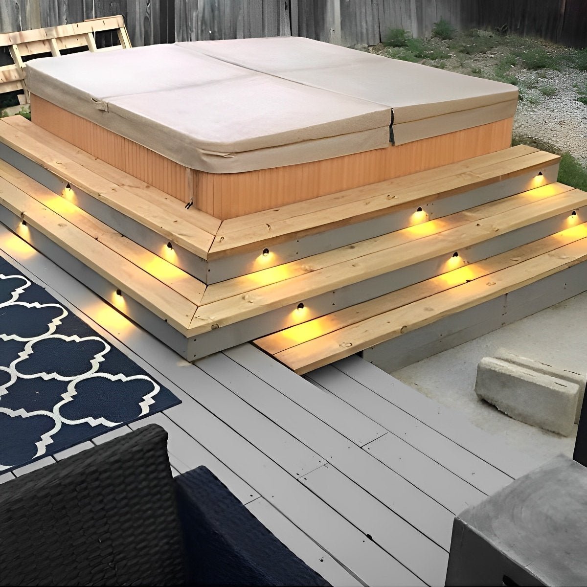 Moon Shaped Round Waterproof LED Low Voltage Black Modern Step Lights