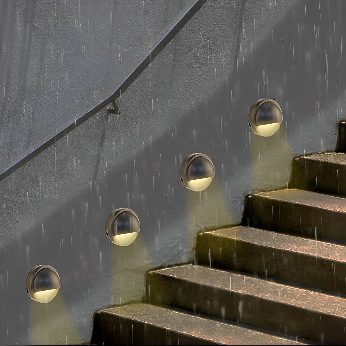 Moon Shaped Round Waterproof LED Low Voltage Black Modern Step Lights