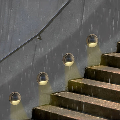 Moon Shaped Round Waterproof LED Low Voltage Black Modern Step Lights