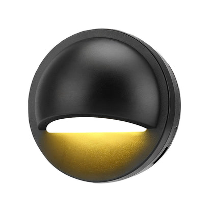 Moon Shaped Round Waterproof LED Low Voltage Black Modern Step Lights