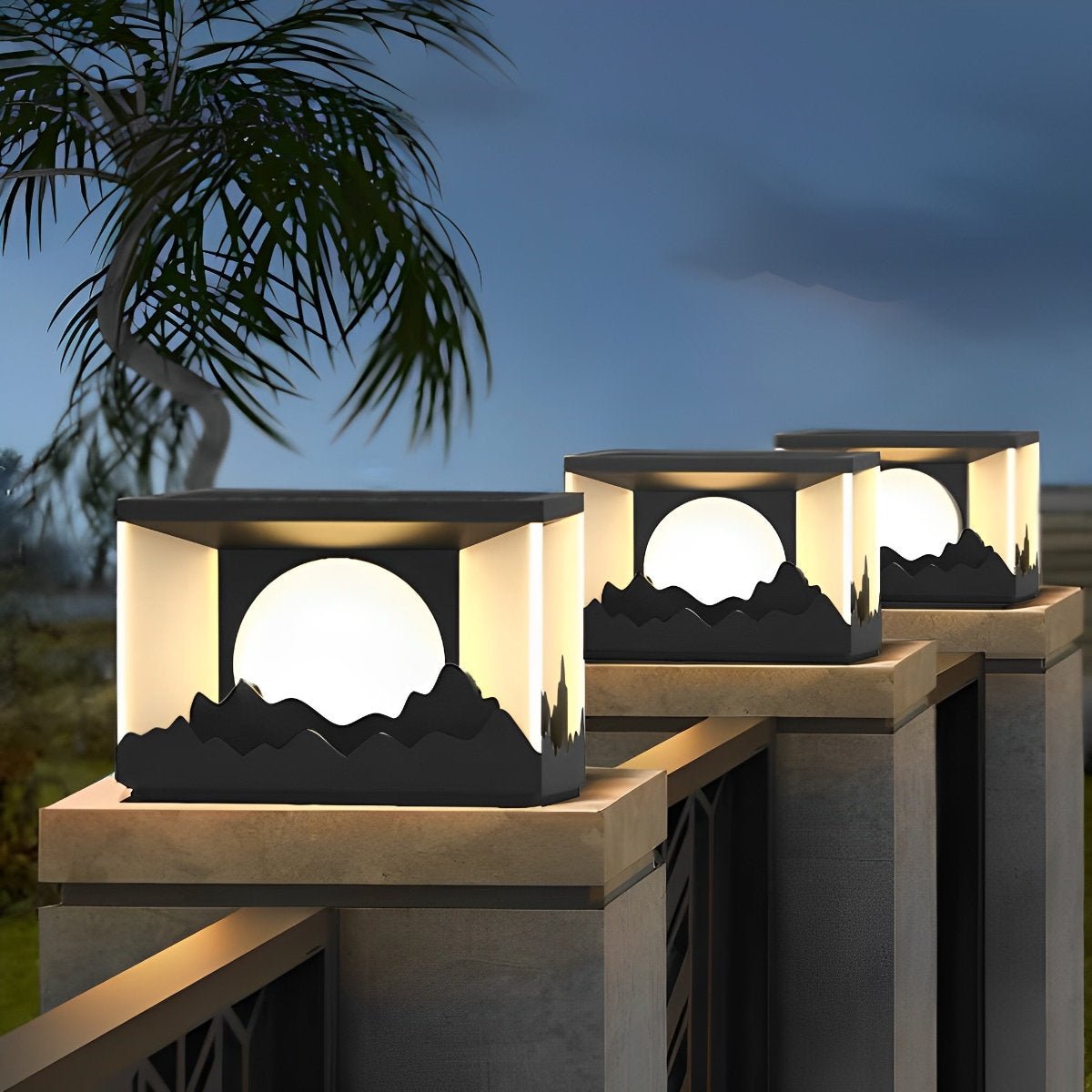 Mountain Scenery Waterproof LED Modern Fence Post Lights