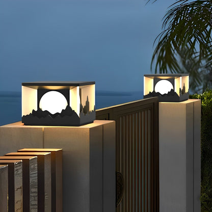 Mountain Scenery Waterproof LED Modern Fence Post Lights
