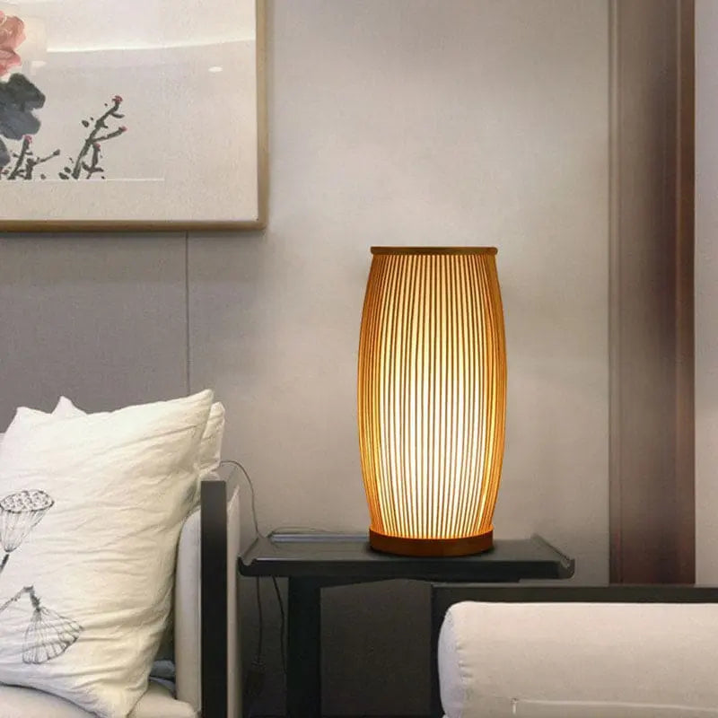 NatureGlow bamboo table lamp with natural, eco-friendly bamboo finish