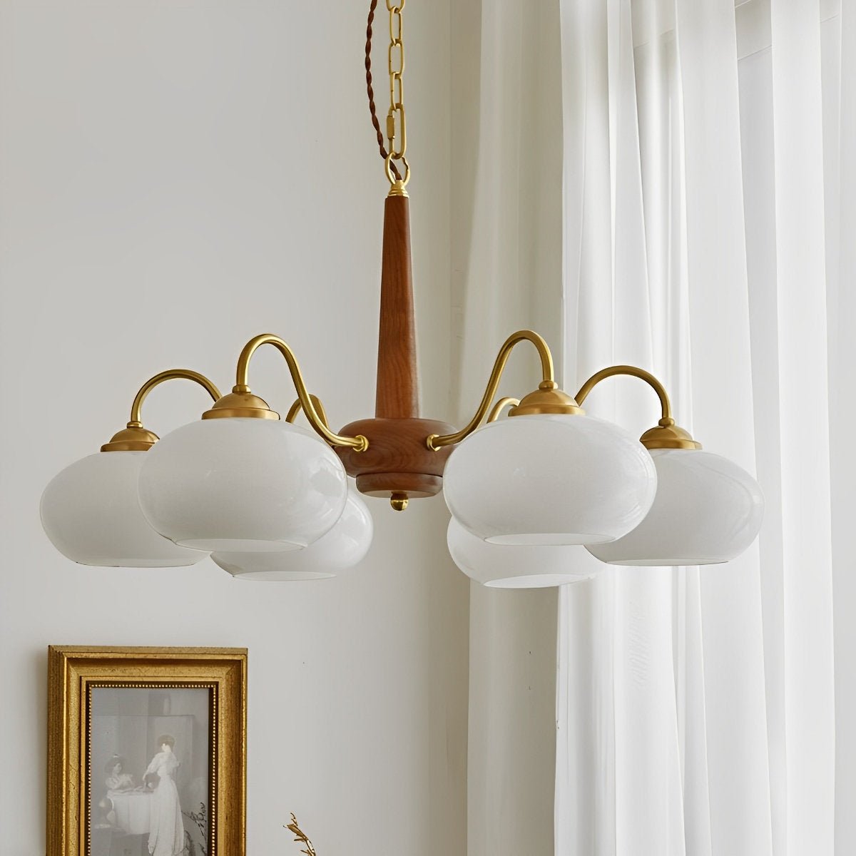 Nordic Glass Wood Metal Chandelier Hanging Lights