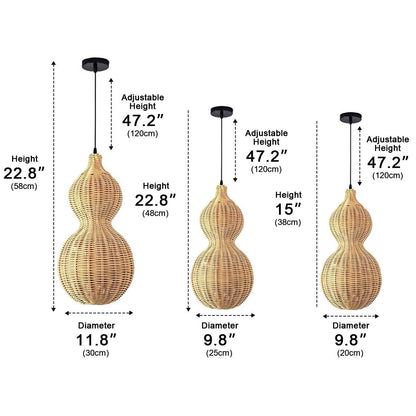 Rattan Gourd Waterproof Retro Outdoor Chandelier Porch Lights
