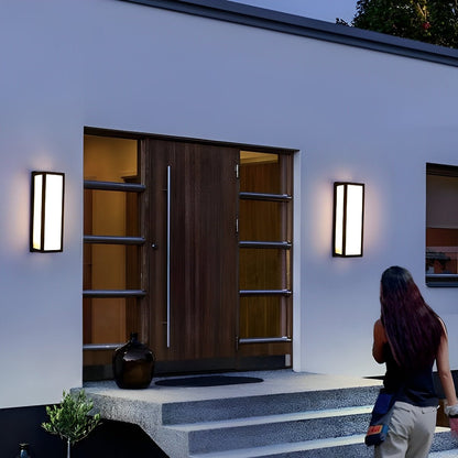 Rectangle LED Waterproof Motion Sensor Black Modern Wall Sconce Lighting