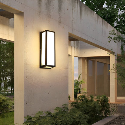 Rectangle LED Waterproof Motion Sensor Black Modern Wall Sconce Lighting