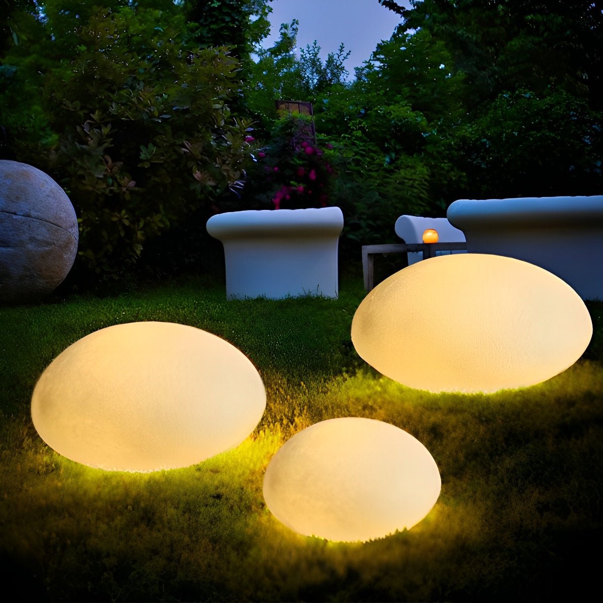 Resin Cobblestone Waterproof LED Lawn Lights Outdoor Floor Lamp