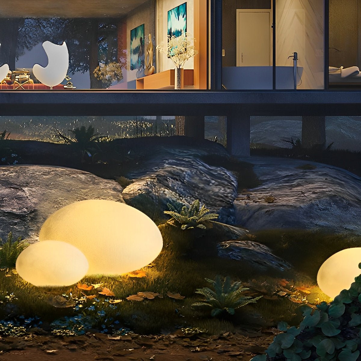 Resin Cobblestone Waterproof LED Lawn Lights Outdoor Floor Lamp