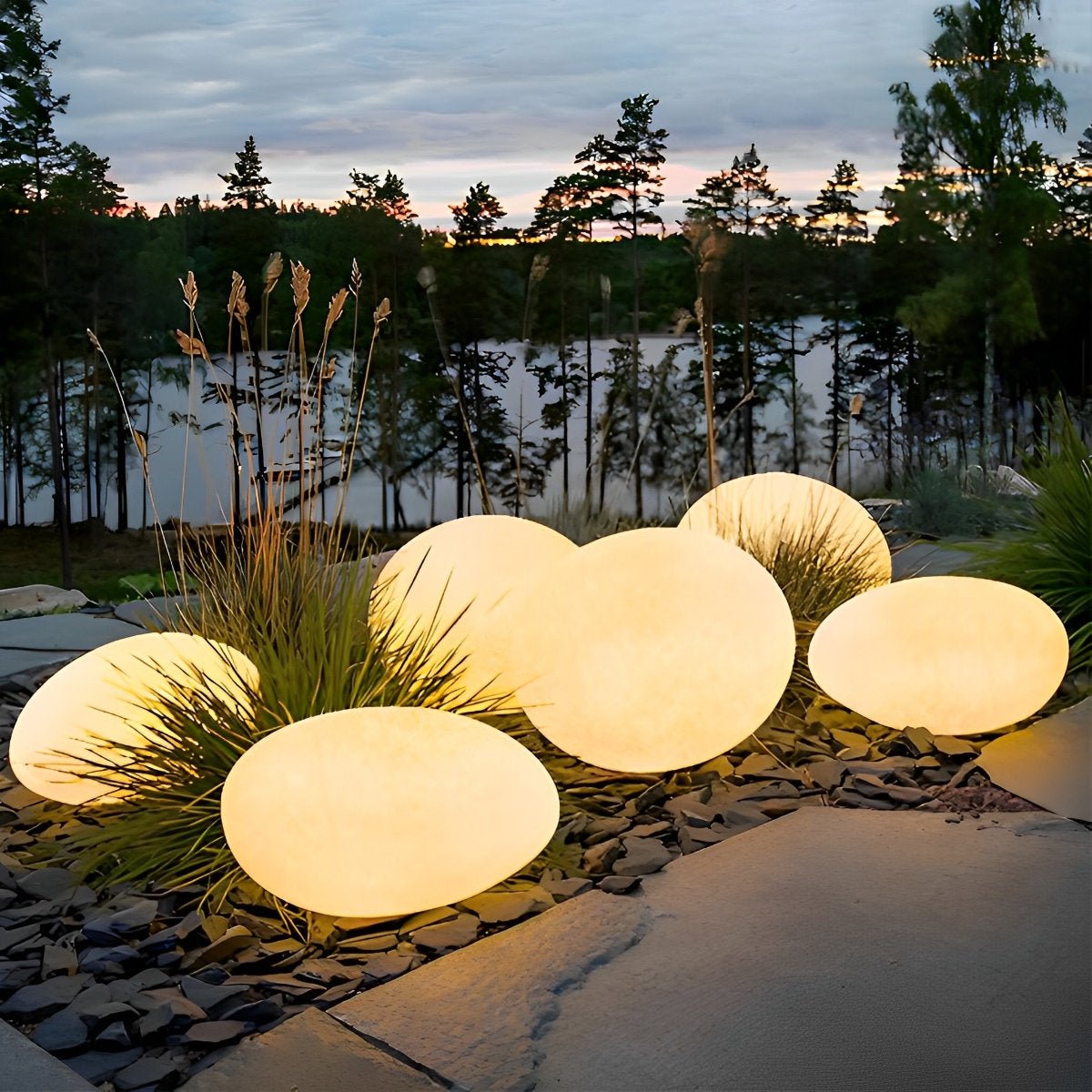 Resin Cobblestone Waterproof LED Lawn Lights Outdoor Floor Lamp