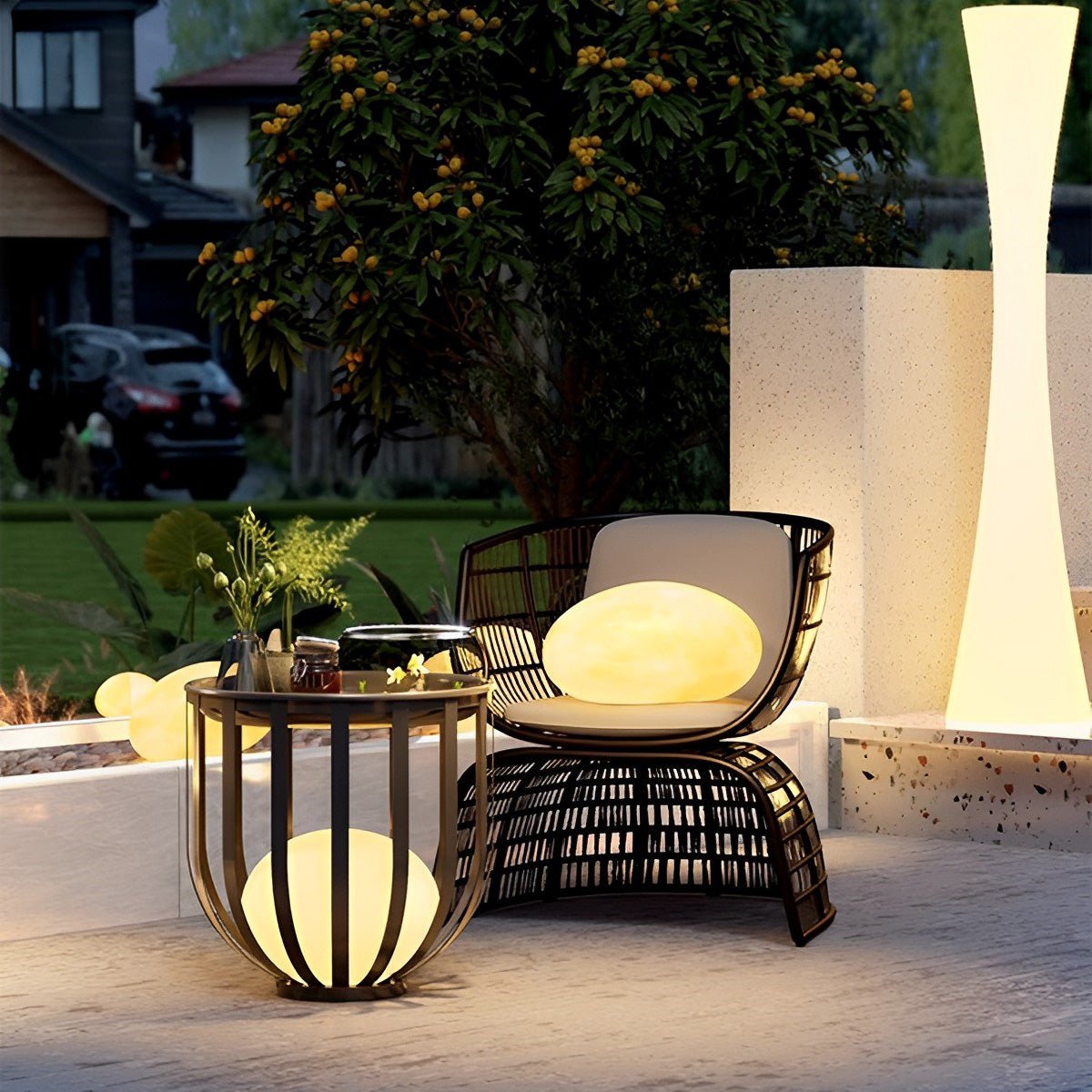 Resin Cobblestone Waterproof LED Lawn Lights Outdoor Floor Lamp