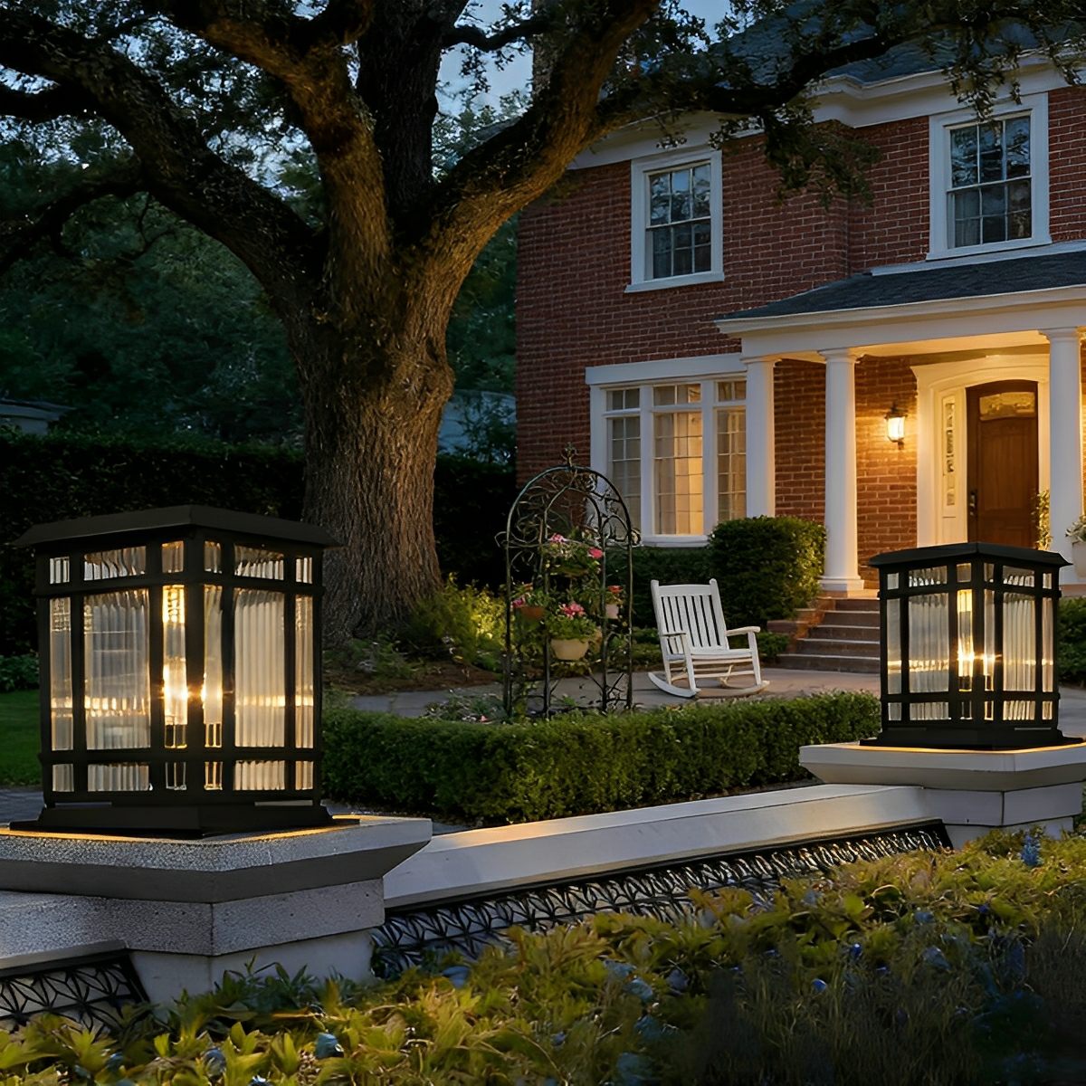 Retro Glass LED Waterproof Black Modern Solar Fence Post Lights