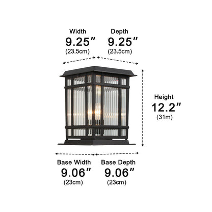 Retro Glass LED Waterproof Black Modern Solar Fence Post Lights