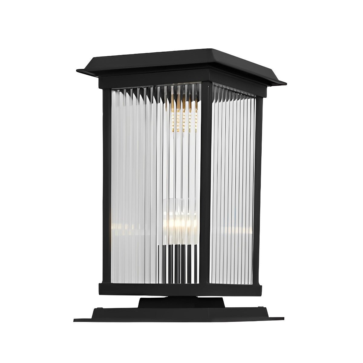Retro Glass LED Waterproof Black Modern Solar Fence Post Lights