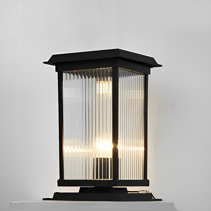 Retro Glass LED Waterproof Black Modern Solar Fence Post Lights
