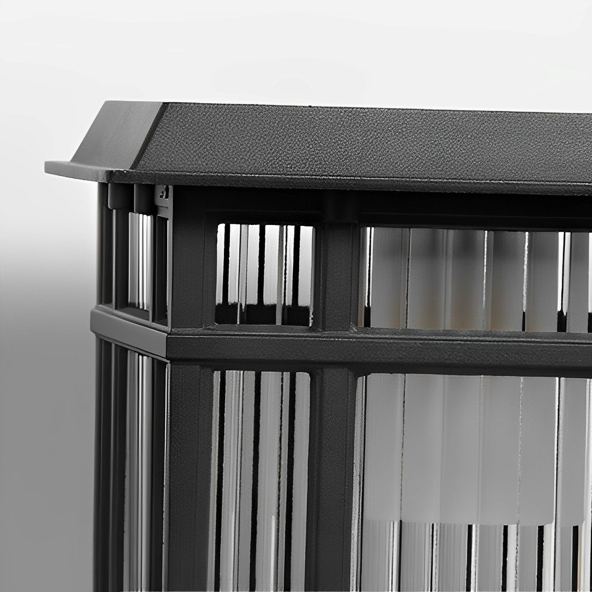 Retro Glass LED Waterproof Black Modern Solar Fence Post Lights