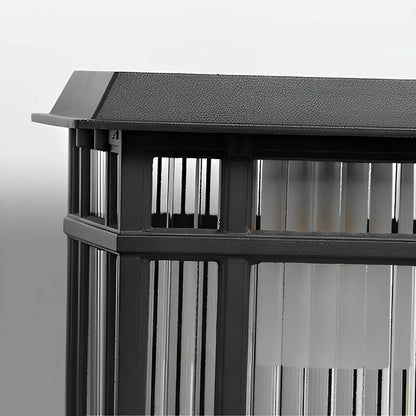 Retro Glass LED Waterproof Black Modern Solar Fence Post Lights