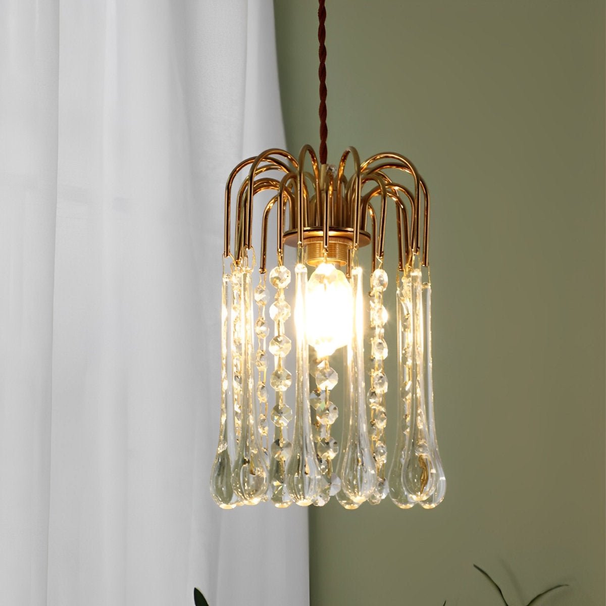 Retro Gold Linear Teardrop Crystal Chandeliers