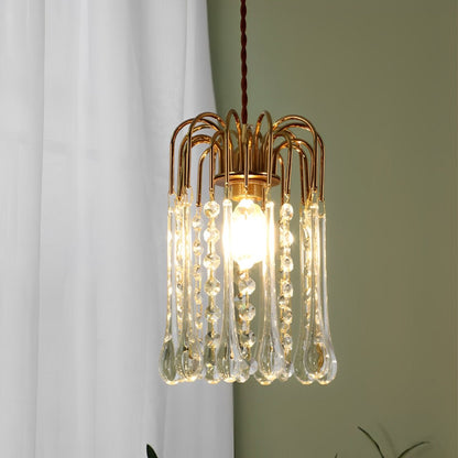 Retro Gold Linear Teardrop Crystal Chandeliers