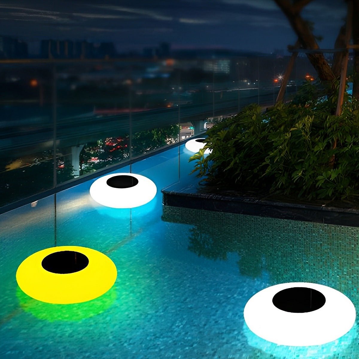 Round Colorful RGB LED Waterproof Solar Modern Outdoor Lights Pool Lights Water Floating Light Pond Lamp