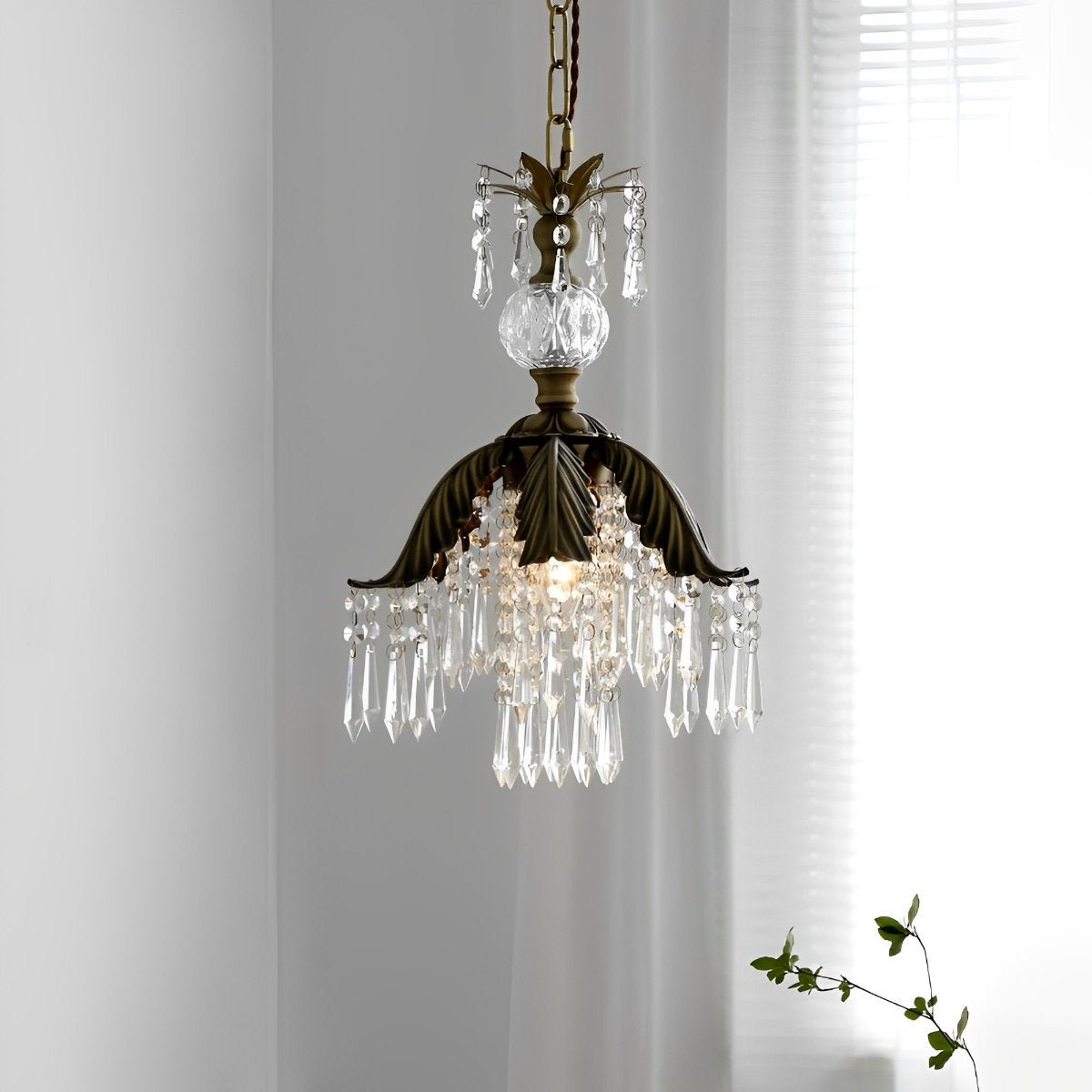 Rustic Retro Flower Crystal Chandelier Lighting