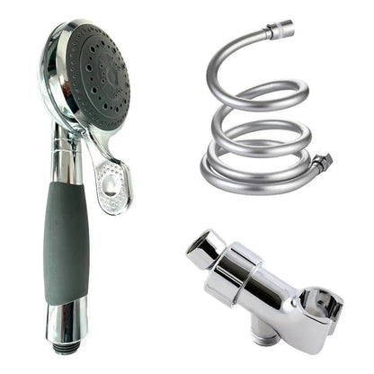 SafeWash shower head with an extended flexible hose for easy maneuverability and reach.