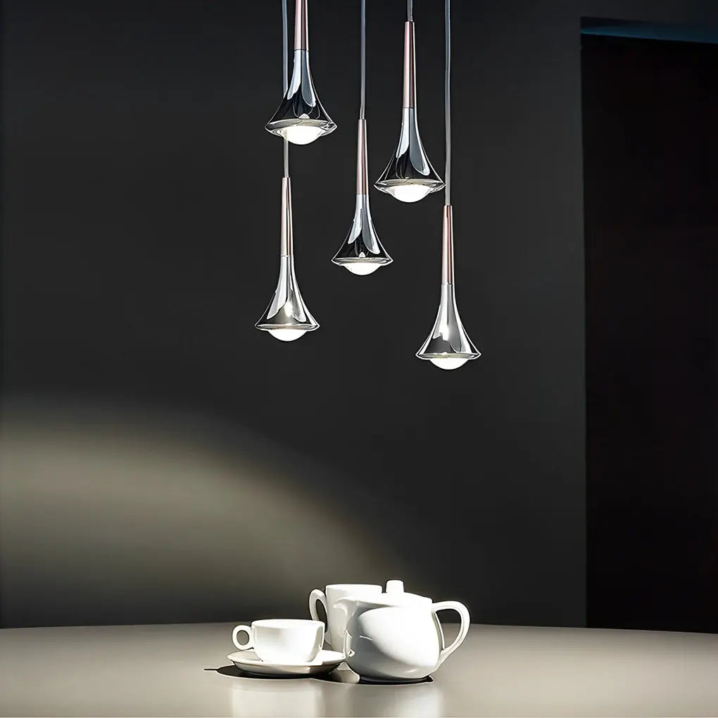 ScandiDrop pendant light displayed above a table, offering a cozy ambiance ideal for dining or gathering spaces.