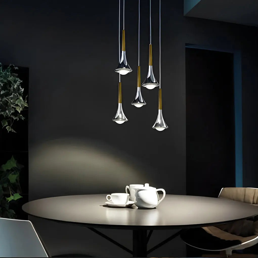 ScandiDrop pendant light displayed above a table, offering a cozy ambiance ideal for dining or gathering spaces.