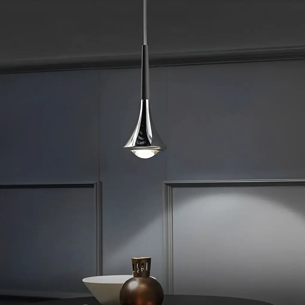 Close-up of the ScandiDrop pendant light, showing the refined finish and gentle curves for a modern, Nordic ambiance.