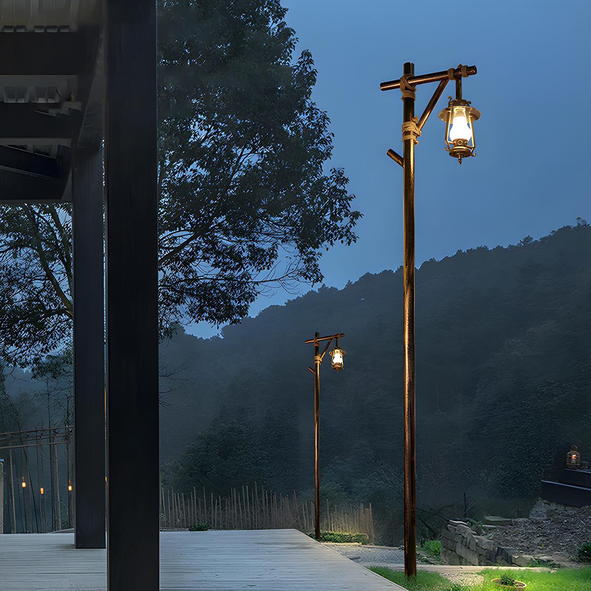 Set of 4 Waterproof Vintage Lantern Outdoor Western Street Pole Lights