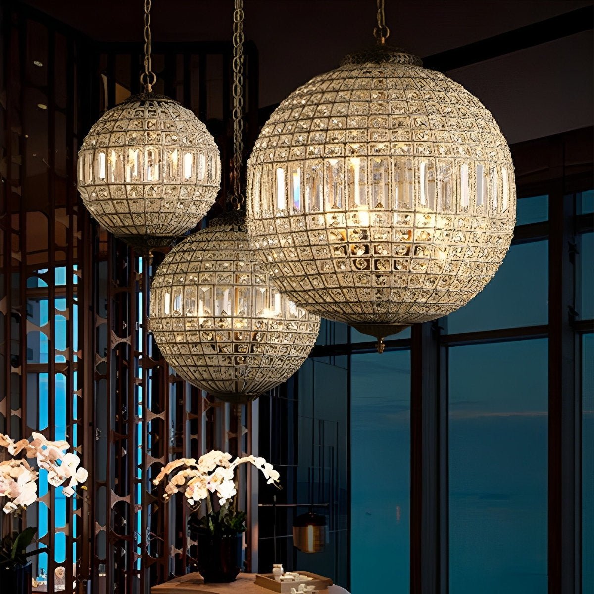 Shining Luxury Morocco Ball Crystal Chandelier Light